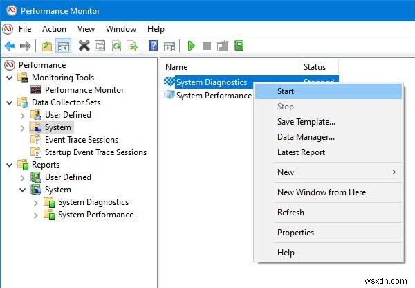 Perfmon을 사용하여 Windows의 시스템 상태 보고서 생성 