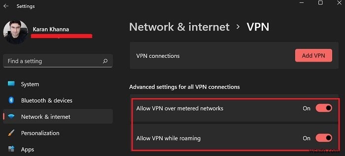 요금제 연결을 통해 VPN을 허용하고 Windows 11 컴퓨터에서 로밍하는 방법 
