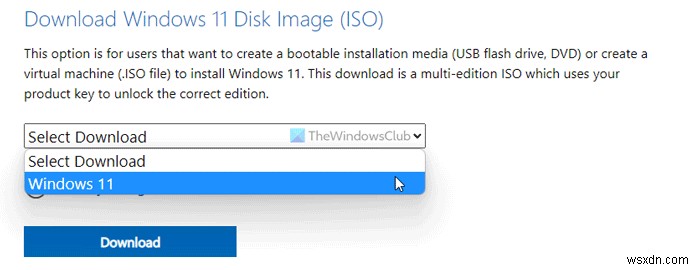 Microsoft에서 Windows 11 디스크 이미지(ISO) 파일 다운로드 
