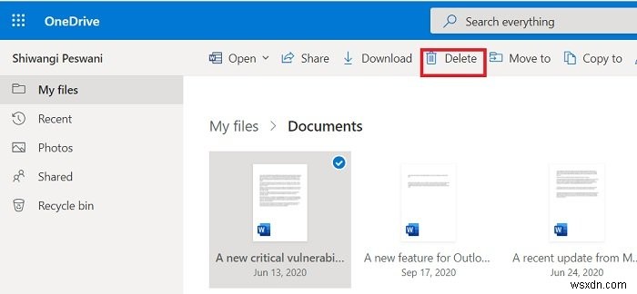 OneDrive 바로 가기를 이동할 수 없음 오류 수정 