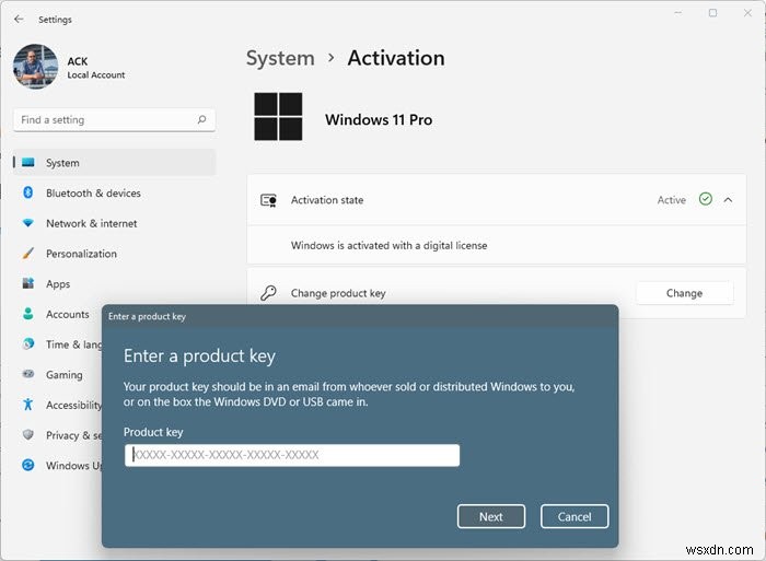 Windows 11/10에서 사용할 수 없는 제품 키 링크 변경 