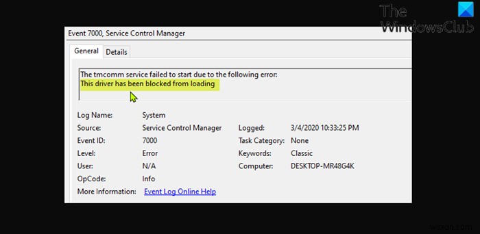 이벤트 ID 7000 수정, 이 드라이버는 Windows 11/10에서 로드 오류가 차단되었습니다. 