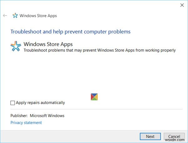Windows 11/10용 Windows 스토어 앱 문제 해결사 