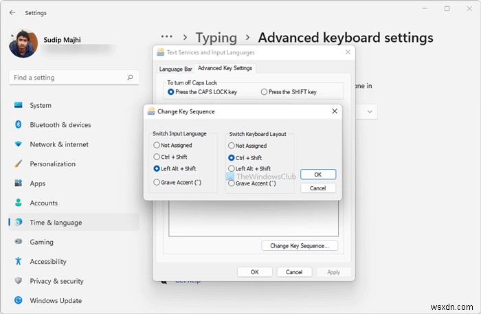 Windows 11에서 입력 언어를 변경하기 위해 키 시퀀스를 변경하는 방법 