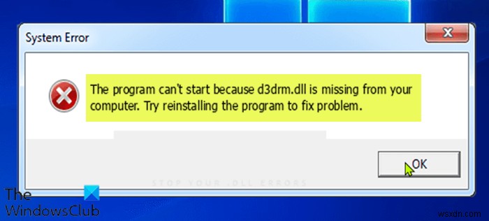 d3drm.dll이 없기 때문에 프로그램을 시작할 수 없습니다 – 레거시 게임 오류 
