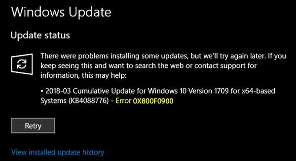 Windows 11/10에서 Windows 업데이트 오류 0x800f0900 수정 