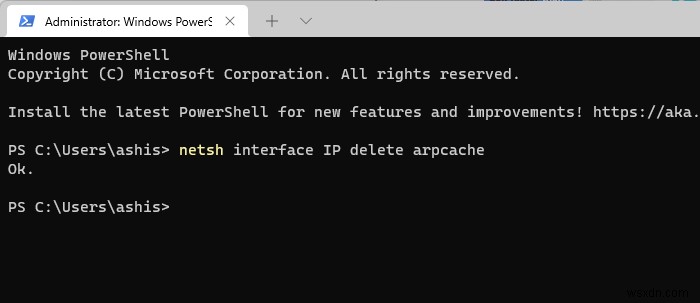 Windows 11/10에서 ARP 캐시를 지우는 방법 