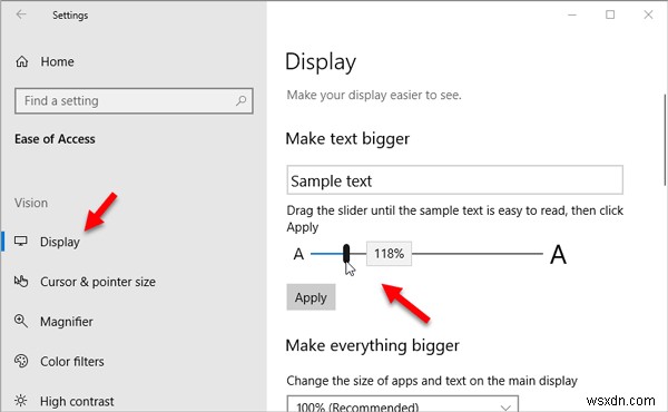 Windows 11/10에서 글꼴 크기를 늘리고 텍스트를 더 크게 또는 크게 만드십시오. 