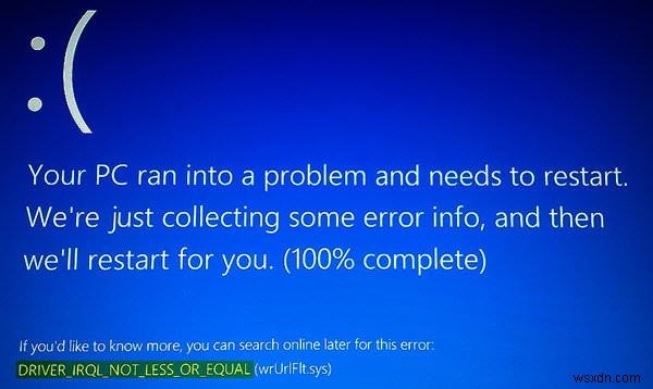 DRIVER_IRQL_NOT_LESS_OR_EQUAL, 0x000000D1, Windows 11/10에서 중지 오류 