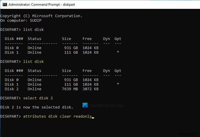 Windows 11/10에서 쓰기 방지된 USB 펜 드라이브를 포맷하는 방법 