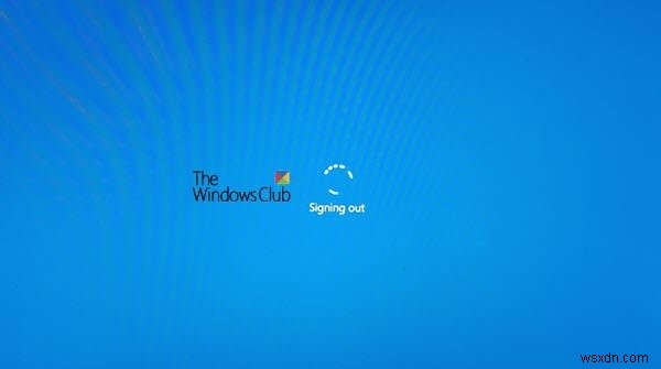 Windows가 파란색 회전 원이 있는 로그아웃 화면에서 멈춤 
