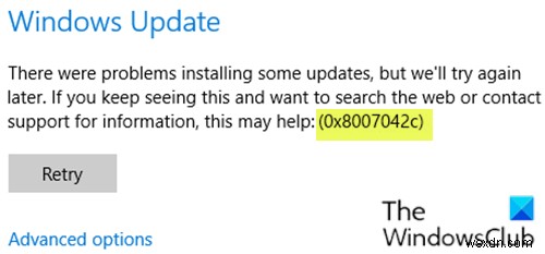 Windows 업데이트 또는 방화벽에 대한 오류 0x8007042c 수정 
