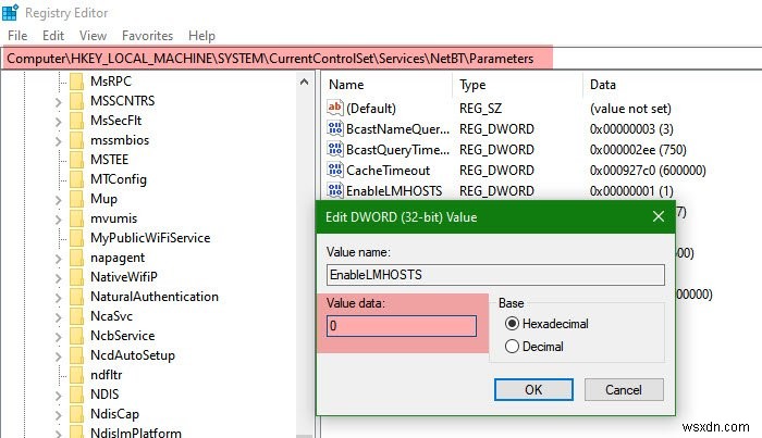 PowerShell, 레지스트리 또는 어댑터 속성을 사용하여 LMHOSTS 조회 활성화 또는 비활성화 