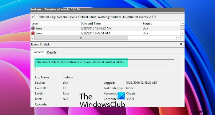 Windows 11/10에서 드라이버가 컨트롤러 오류를 감지한 수정 