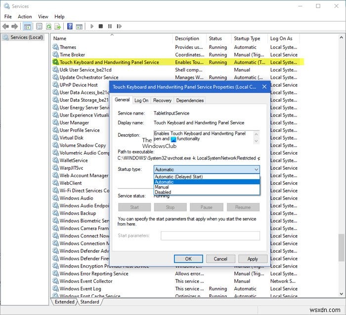 Windows 11/10에서 터치 키보드 및 필기 패널 서비스를 활성화하는 방법 