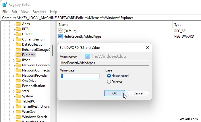 Windows 11의 시작 메뉴에서 권장 목록을 표시하거나 숨기는 방법 