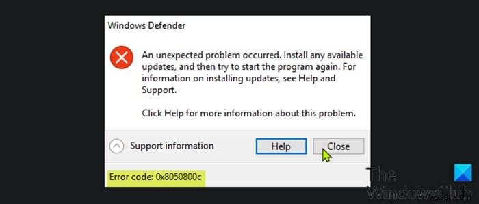 Windows 11/10에서 Windows Defender 오류 코드 0x8050800c 수정 
