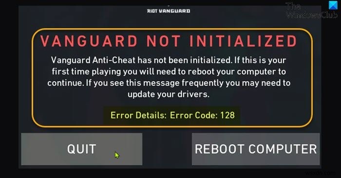 Windows PC에서 VALORANT Vanguard 오류 코드 128, 57 수정 