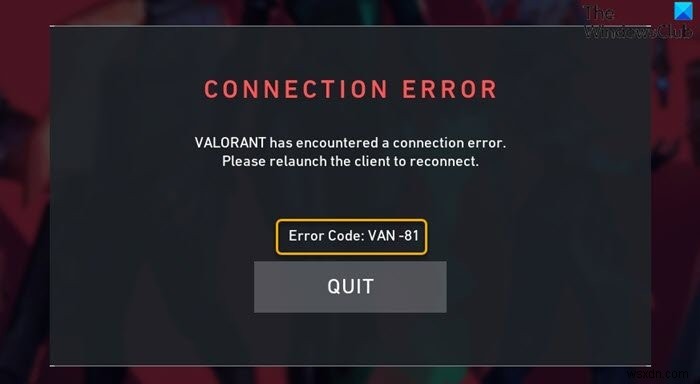 Windows 11/10에서 VALORANT 연결 오류 코드 VAN 135, 68, 81 수정 