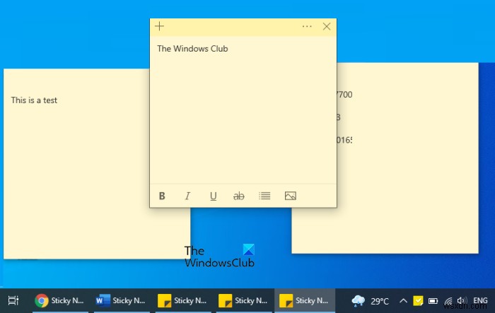 Windows 10에서 작업 표시줄의 스티커 메모 수정 아이콘이 결합되지 않음 