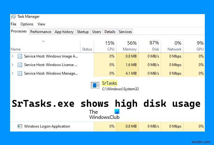 Windows 11/10에서 시스템 보호 백그라운드 작업 SrTasks.exe 높은 디스크 사용량 수정 