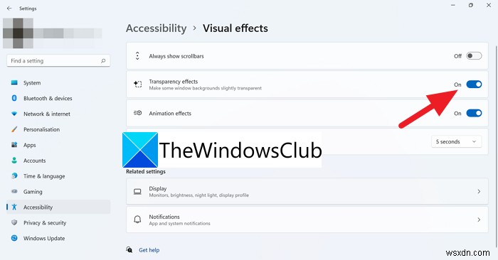 Windows 11에서 투명도를 끄는 방법 