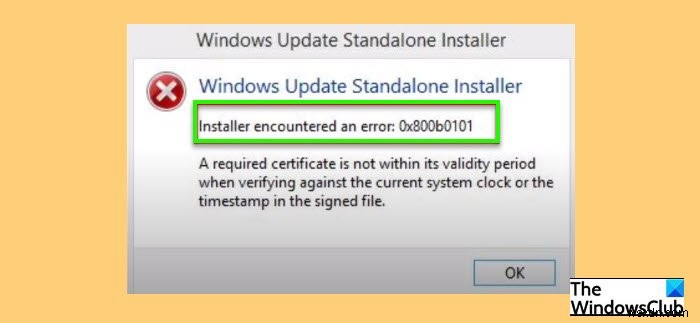 Windows 업데이트 오류 0x800B0101, 설치 프로그램에서 오류가 발생했습니다. 