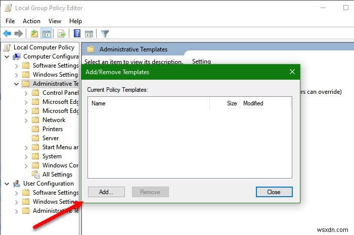 Windows OS에서 그룹 정책 관리 템플릿(ADMX)을 설치하거나 업데이트하는 방법 