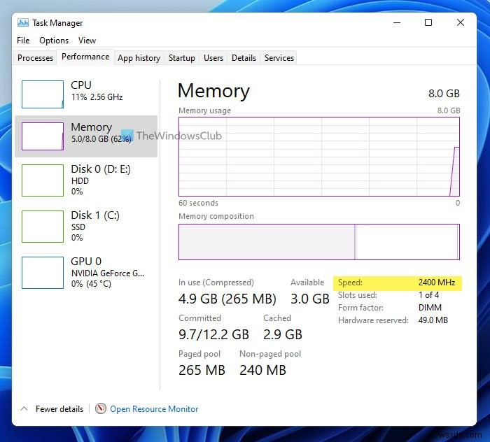 Windows 11/10에서 RAM 속도를 확인하는 방법 