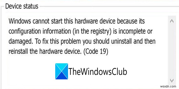 오류 코드 19 수정, Windows에서 이 하드웨어 장치를 시작할 수 없습니다. 
