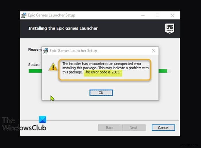 Windows 11/10에서 Epic Games Launcher 설치 프로그램 오류 코드 2503 및 2502 수정 