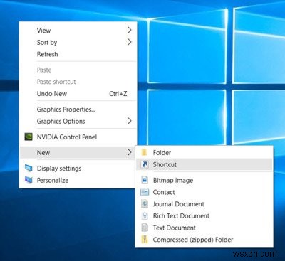 바탕 화면 바로 가기 또는 상황에 맞는 메뉴를 사용하여 Windows 설정 페이지 열기 