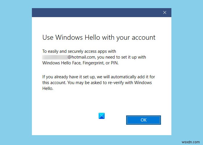 GPEDIT 또는 REGEDIT를 사용하여 Windows Hello 프롬프트를 비활성화하는 방법 