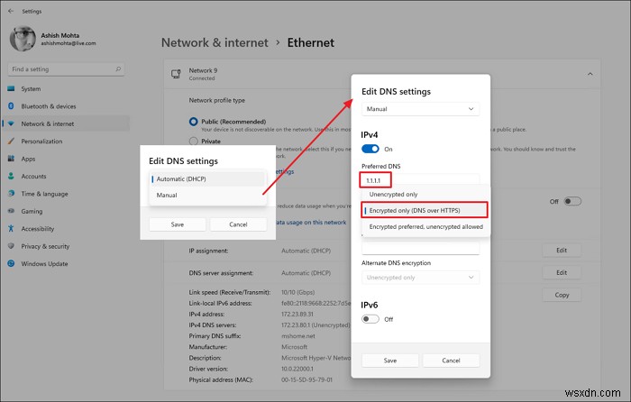 Windows 11에서 HTTPS를 통한 DNS 개인 정보 보호 기능을 사용하는 방법 