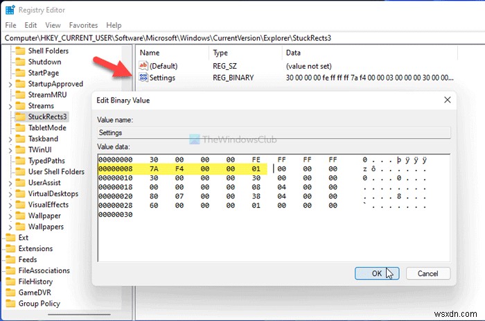 레지스트리 편집기를 사용하여 Windows 11에서 작업 표시줄을 맨 위로 이동하는 방법 