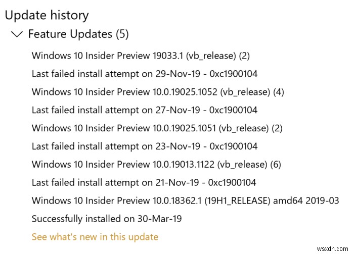 기능 업데이트를 설치할 때 Windows 10 업데이트 오류 0xc1900104 수정 