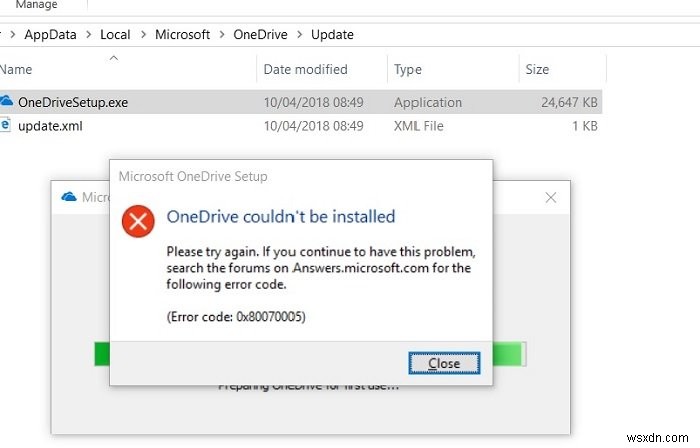 OneDrive에서 오류 코드 0x80070005 수정 