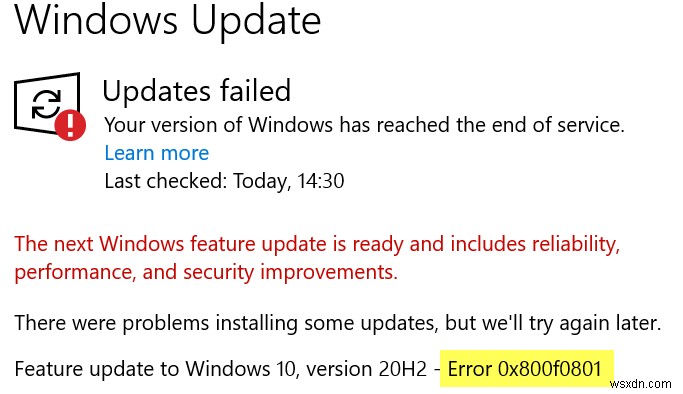 Windows 업데이트 오류 0x800f0801을 수정하는 방법 