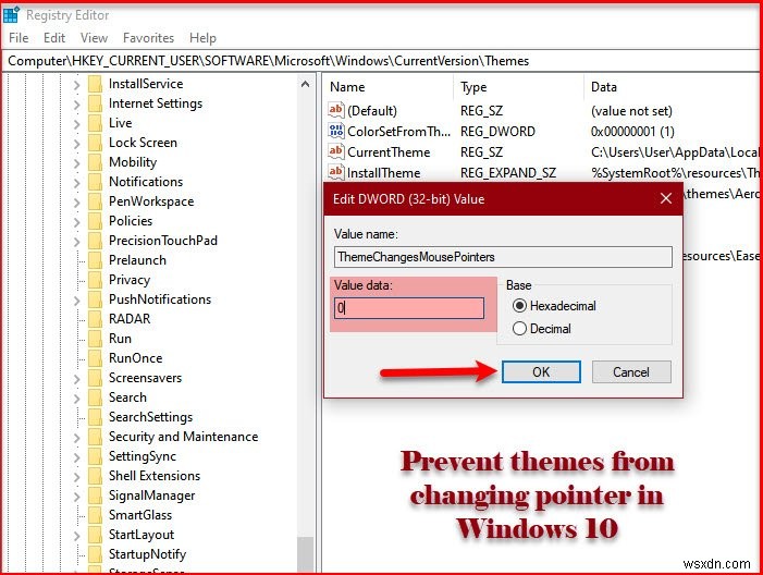 Windows 11/10에서 테마가 마우스 포인터를 변경하지 못하도록 하는 방법 