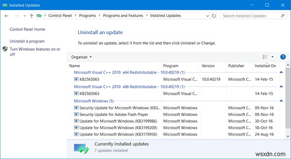 Windows 11/10에서 Windows 업데이트 기록을 찾을 수 있는 위치 