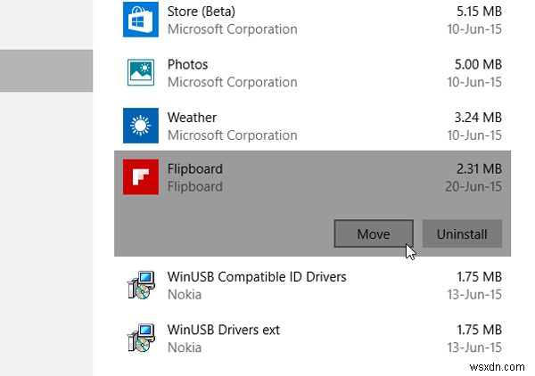 설정을 통해 Windows 앱을 다른 드라이브로 이동하는 방법 