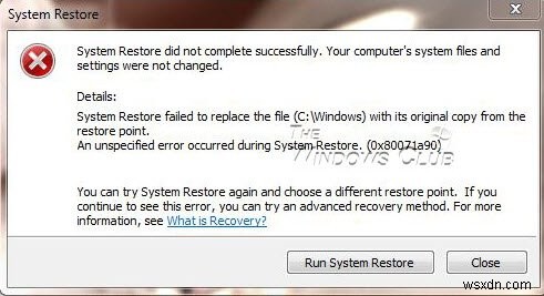 Windows 11/10에서 시스템 복원이 작동하지 않거나, 실패하거나 성공적으로 완료되지 않았습니다. 