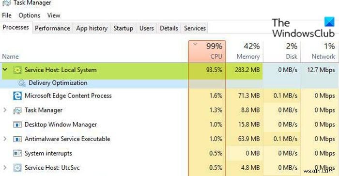 서비스 호스트:Windows 11/10에서 로컬 시스템 높은 CPU 또는 디스크 사용량 