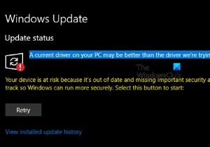 PC의 현재 드라이버가 설치하려는 드라이버보다 나을 수 있습니다. 