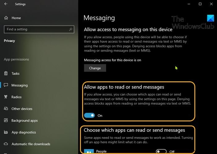 Windows 11/10에서 앱이 문자 또는 메시지에 액세스하지 못하도록 하는 방법 