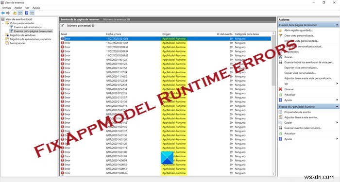 Windows 11/10에서 AppModel 런타임 오류 57, 87, 490, 21 등 수정 