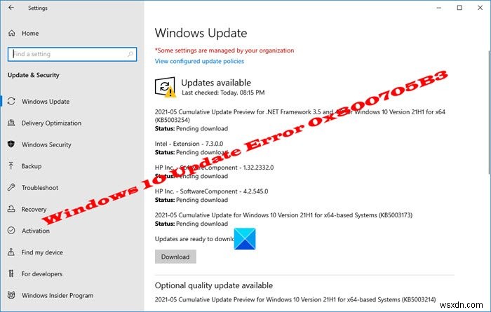 Windows 10 업데이트 오류 0x800705B3 수정 