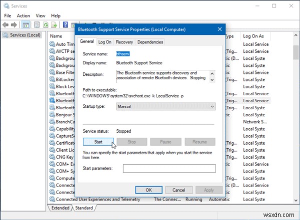 Windows에서 Bluetooth 네트워크 장치 오류에 연결할 수 없습니다. 