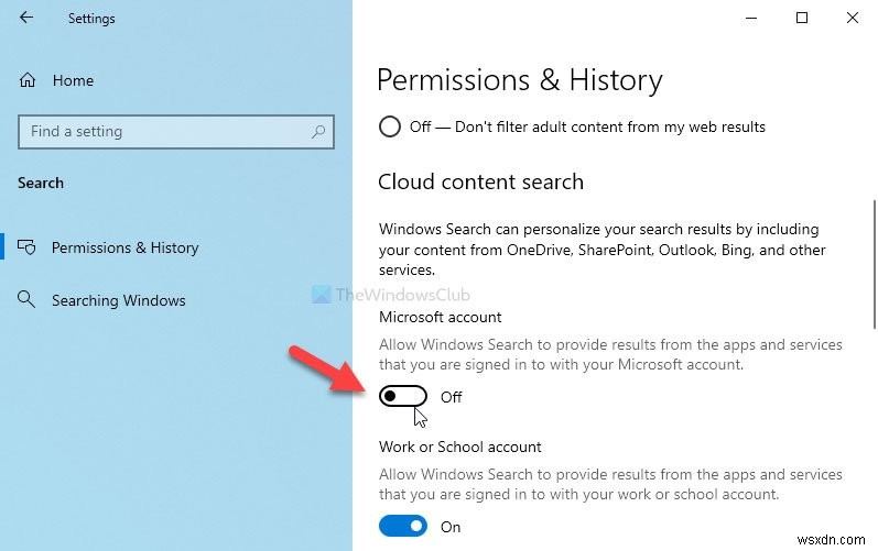 Windows 11/10의 작업 표시줄 검색 상자에서 Cloud Content Search를 활성화 또는 비활성화하는 방법 