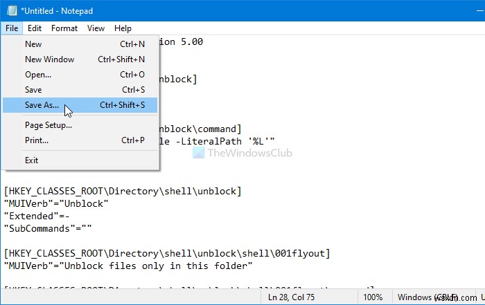 레지스트리를 사용하여 Windows 10의 컨텍스트 메뉴에서 다운로드한 파일에 대한 차단 해제 옵션을 추가하는 방법 